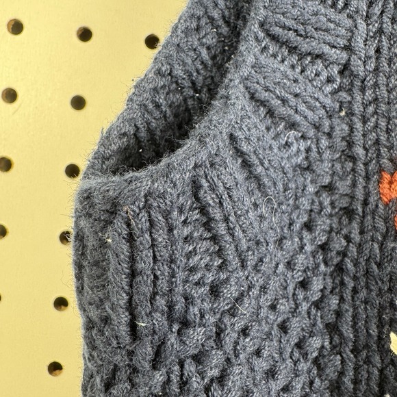 Vtg 90s Lizsport Hand Knit Argyle Sweater Vest‎ Blue Tan Burgundy Cotton M - Picture 12 of 16